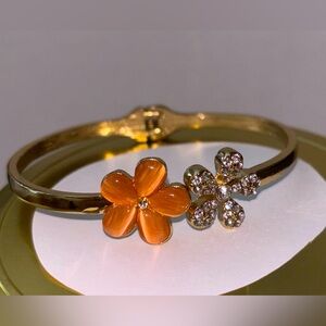 Elegant Gold and Orange Floral Bracelet
